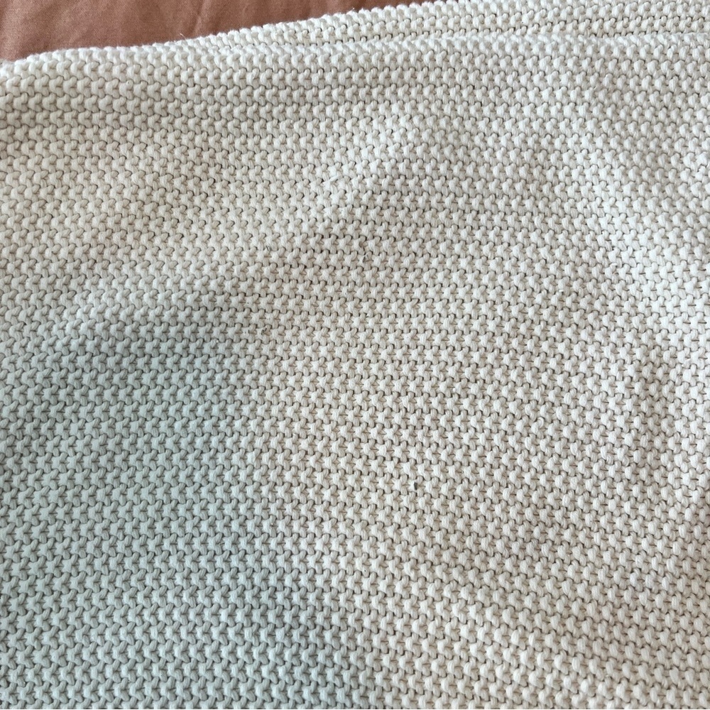 Pottery Barn Cream Needle Waffle Weave Pillow Covers (2) 26x26” - Picture 10 of 12